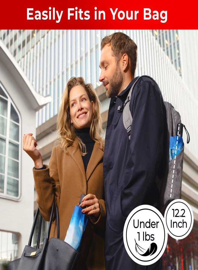TUMELLA Inverted Windproof Umbrella, Large, Strong & Light, Portable and Automatic Reverse Folding Rain Umbrella, Durable Premium Grip, Fits Car & Backpack, E. Blue Skies, 46 inches, Modern - Image 4