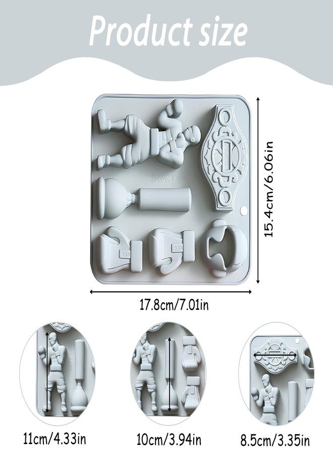 Fchil Boxing Sports Silicone Mold, 3D Champion Belt Design, Punching Bag and Boxing Gloves Cake Decorating Mold - Image 2