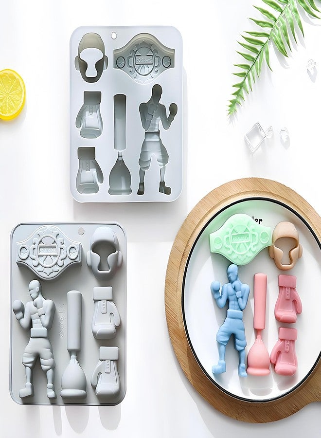Fchil Boxing Sports Silicone Mold, 3D Champion Belt Design, Punching Bag and Boxing Gloves Cake Decorating Mold - Image 3
