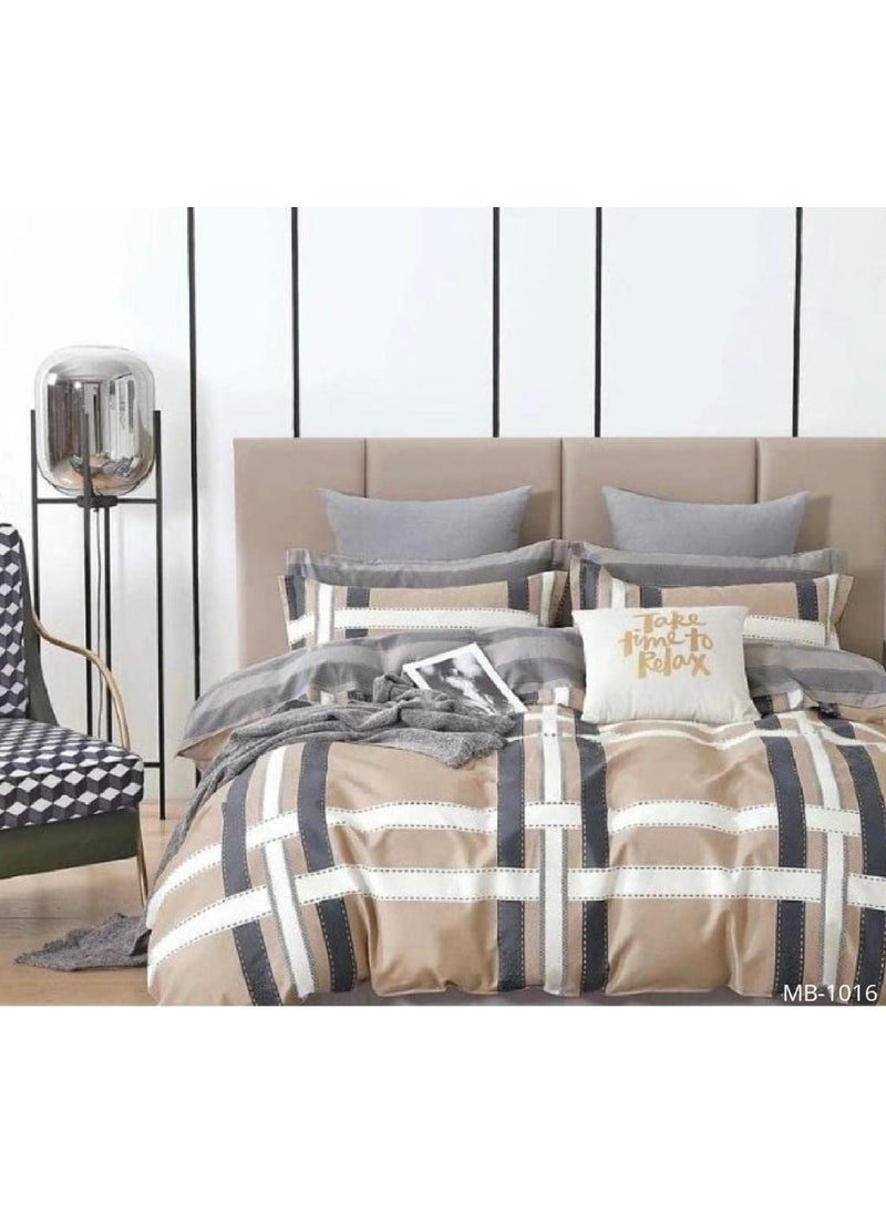 Ab Home Decor Ab Home Decor SuperSoft MicrofiberAC Comforter Double Bed II BlanketDoharDuvet for All WeatherSeasonsGlace CottonCream Grey Blocks  - Image 1