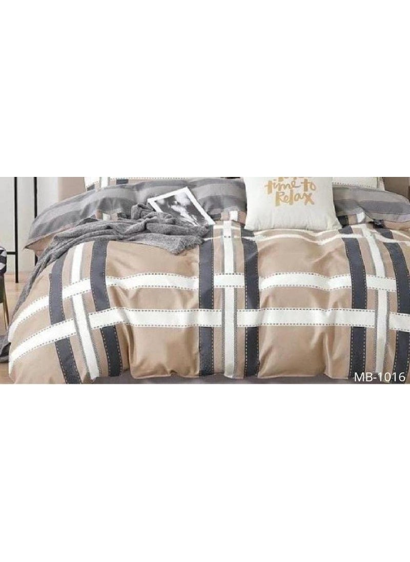 Ab Home Decor Ab Home Decor SuperSoft MicrofiberAC Comforter Double Bed II BlanketDoharDuvet for All WeatherSeasonsGlace CottonCream Grey Blocks  - Image 2