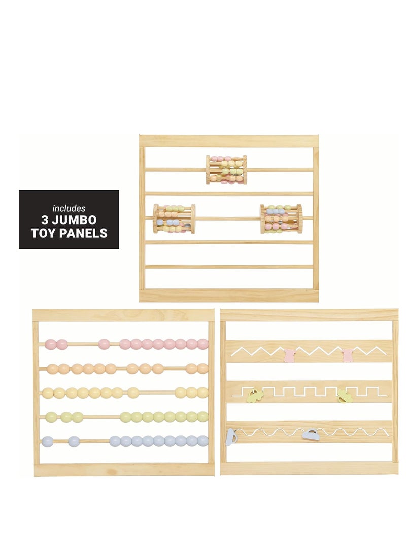 USTIDE سياج لعب خشبي للأطفال كبير جداً للأطفال والرضع - (8/10) ألواح سياج خشبية - سياج قابل للطي - سياج قابل للتعديل - سياج خشبي قابل للطي - سياج كبير جداً، بوابة لعب للأطفال. - Image 2