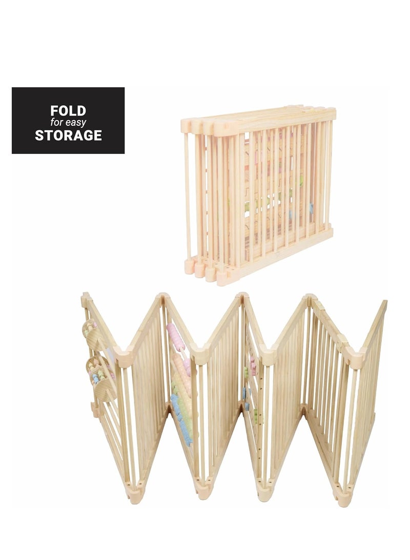 USTIDE سياج لعب خشبي للأطفال كبير جداً للأطفال والرضع - (8/10) ألواح سياج خشبية - سياج قابل للطي - سياج قابل للتعديل - سياج خشبي قابل للطي - سياج كبير جداً، بوابة لعب للأطفال. - Image 5