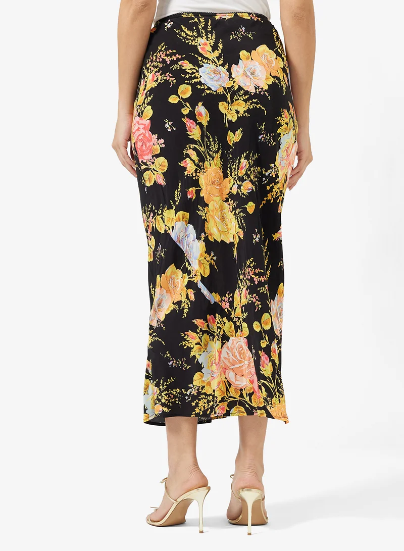 Never fully Dressed Floral Print Maxi Skirt