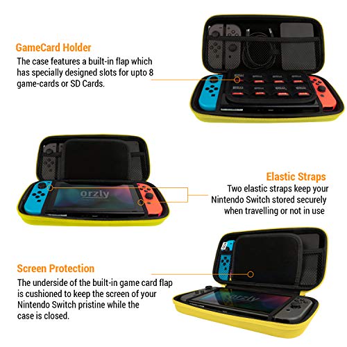 Orzly Carrying Case for Nintendo Switch OLED and Switch Console - Yellow Protective Hard Portable Travel case Shell Pouch for Nintendo Switch Console & Accessories - Image 4
