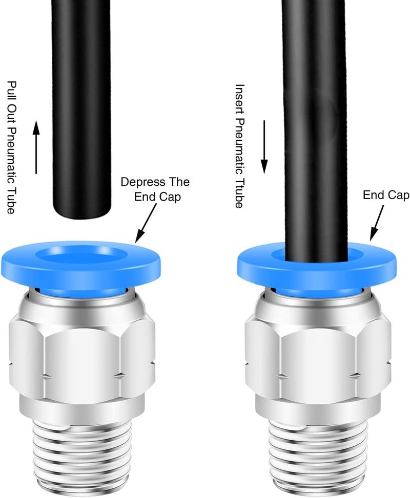 SLVC 4mm OD Push to Connect Fitting Push in Connector 1/4 Thread Male Air Pneumatic Fitting,4MM Air Tube Fittings Air Line Fittings Quick Connect Air Hose Fittings for 3D Printer(Pack Of 2) - Image 4