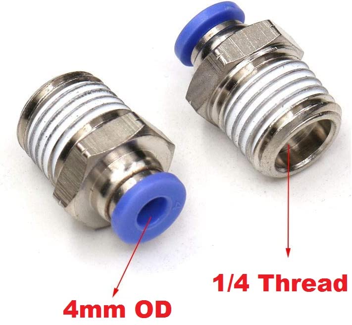 SLVC 4mm OD Push to Connect Fitting Push in Connector 1/4 Thread Male Air Pneumatic Fitting,4MM Air Tube Fittings Air Line Fittings Quick Connect Air Hose Fittings for 3D Printer(Pack Of 2) - Image 2