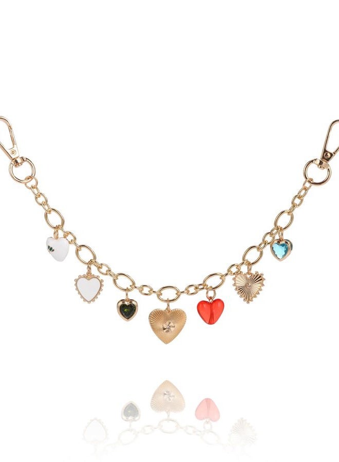 JIMYICLR Cute Bag Charm Keychain, Gold Heart Purse Chain Charm for Handbags, Purse Extender Chain Accessories - Image 1