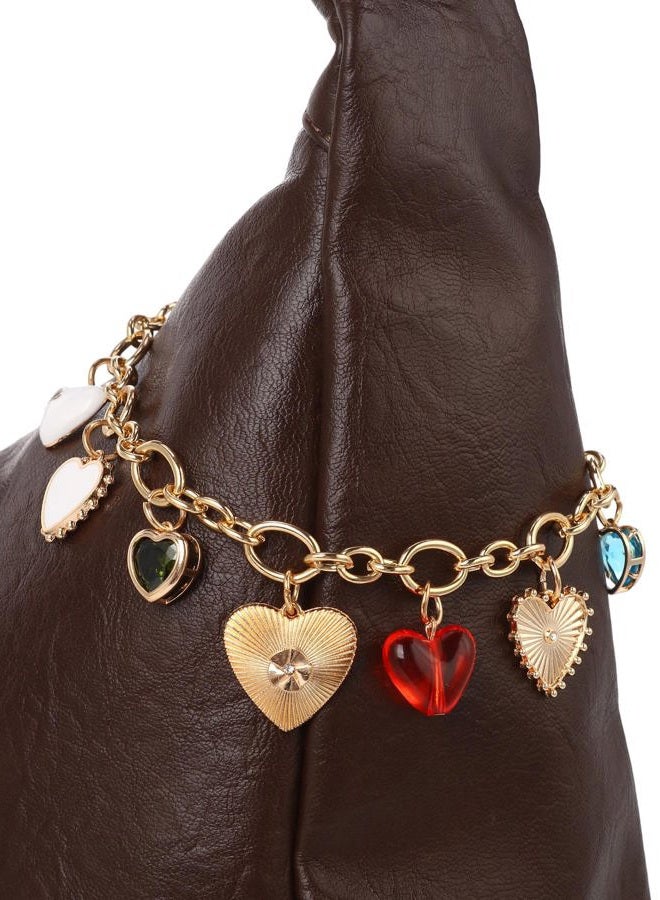JIMYICLR Cute Bag Charm Keychain, Gold Heart Purse Chain Charm for Handbags, Purse Extender Chain Accessories - Image 2