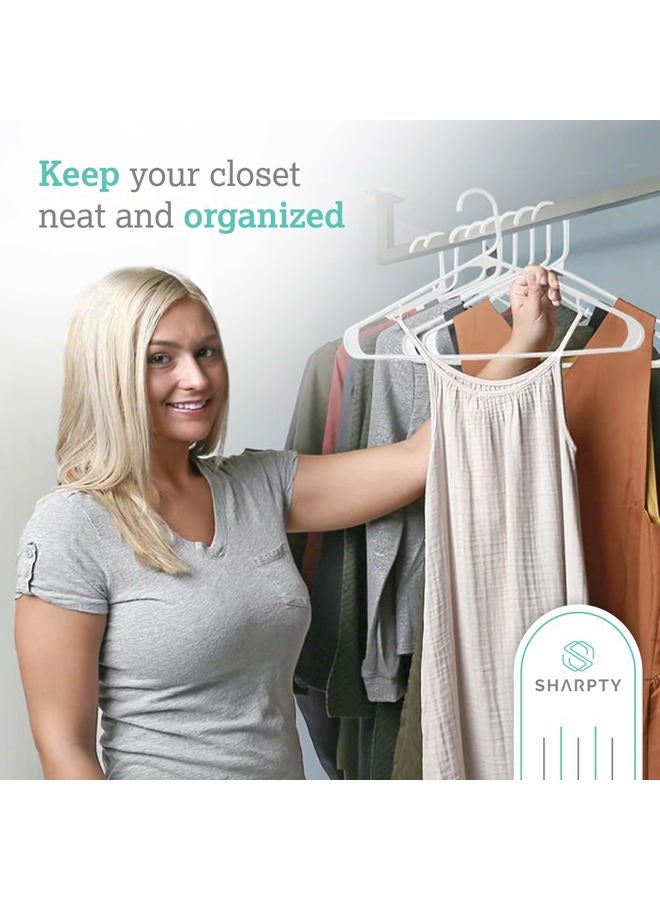 Sharpty White Plastic Hangers, Plastic Clothes Hangers Ideal for Everyday Standard Use, Clothing Hangers (60 Pack) - Image 5