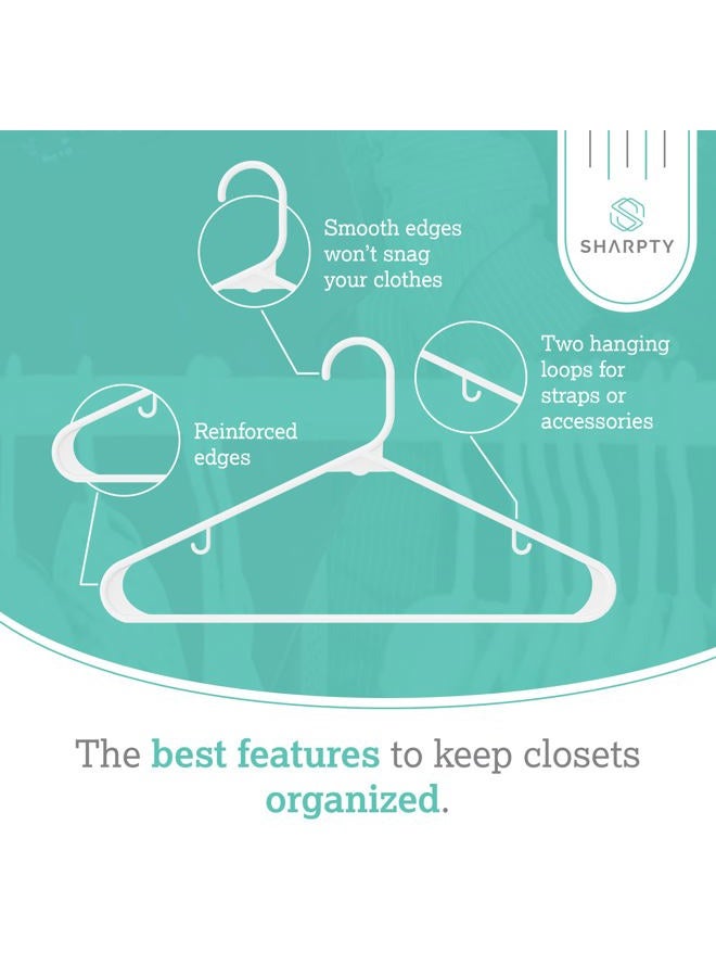 Sharpty White Plastic Hangers, Plastic Clothes Hangers Ideal for Everyday Standard Use, Clothing Hangers (60 Pack) - Image 2