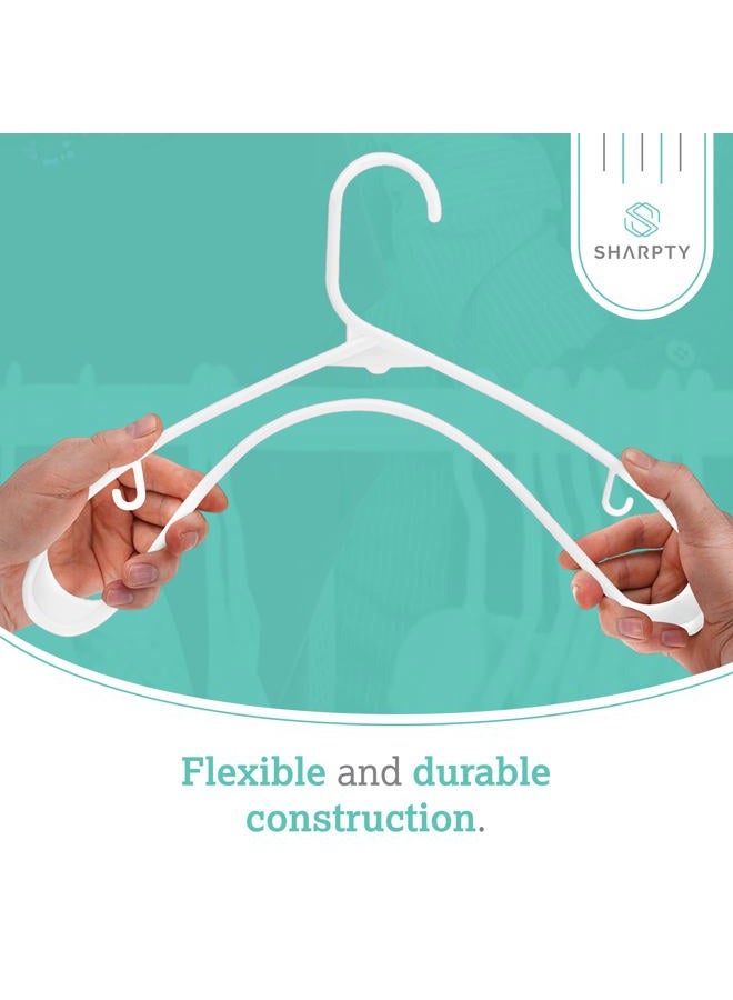 Sharpty White Plastic Hangers, Plastic Clothes Hangers Ideal for Everyday Standard Use, Clothing Hangers (60 Pack) - Image 4