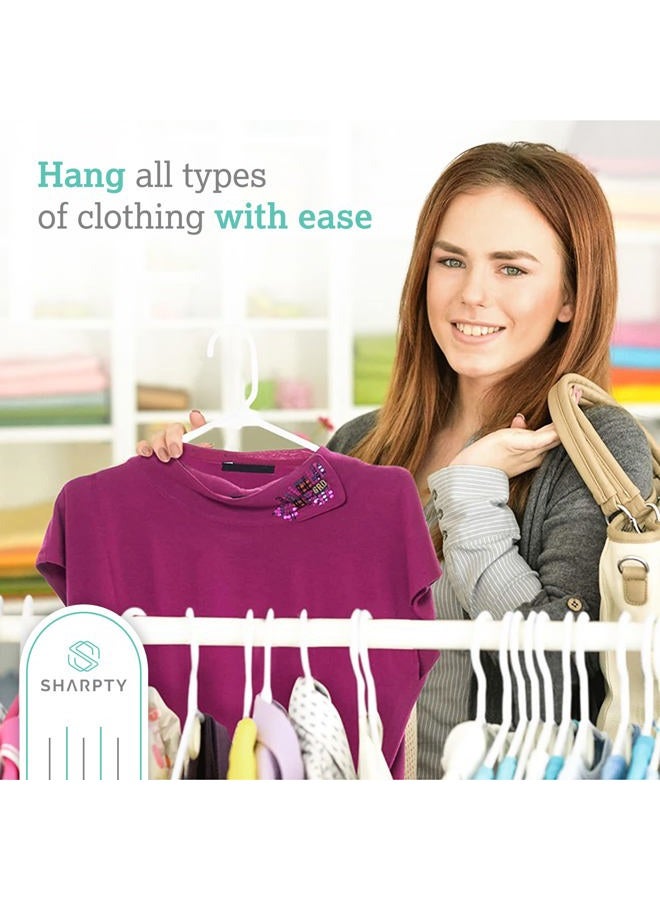 Sharpty White Plastic Hangers, Plastic Clothes Hangers Ideal for Everyday Standard Use, Clothing Hangers (60 Pack) - Image 3