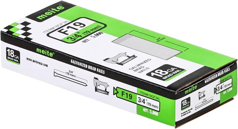 Meite 18 Gauge Brad Nails 3/4-Inch, 5,000 Counts Galvanized Brad Nail Ideal for 18GA Pneumatic, Electric Brad Nailer Gun (1 Box) - Image 1