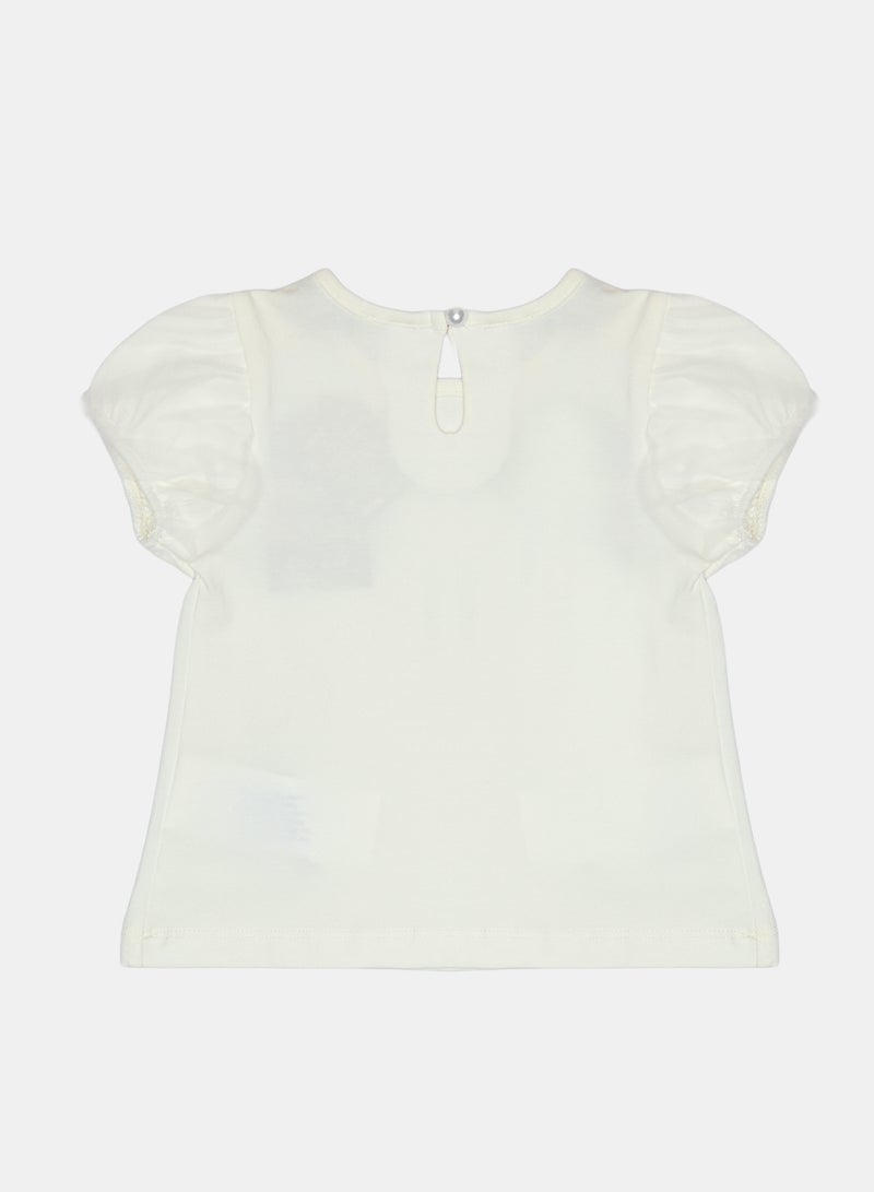 Panco Baby Girls LITTLE FLORALS T-shirt with Tulle Sleeves - Image 2