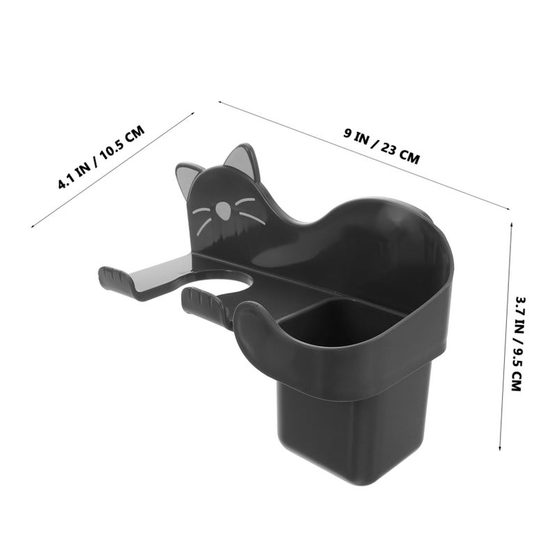 Cat Shape No Drill Hair Dryer Holder Bathroom Storage Wall Mount - Image 3