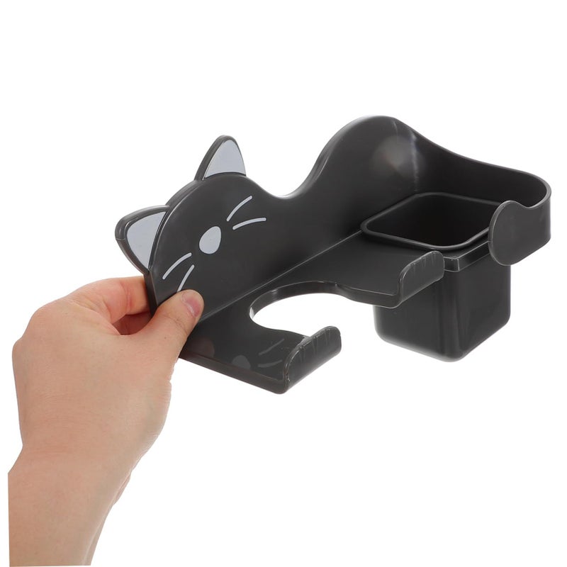 Cat Shape No Drill Hair Dryer Holder Bathroom Storage Wall Mount - Image 5
