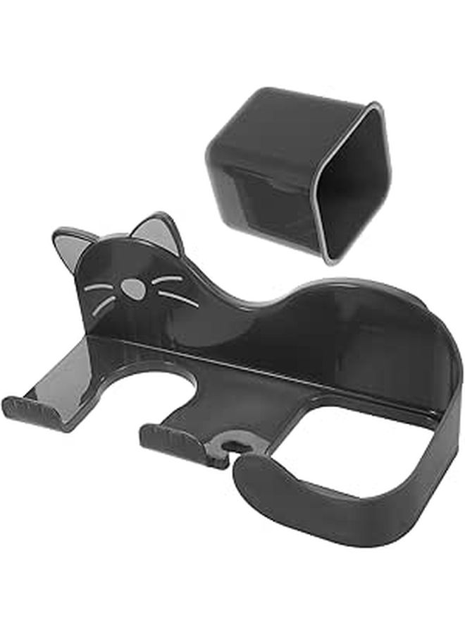 Cat Shape No Drill Hair Dryer Holder Bathroom Storage Wall Mount - Image 1
