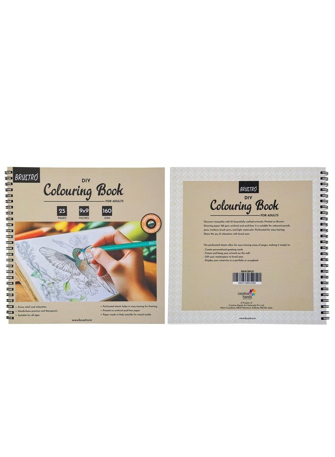 BRUSTRO BRUSTRO DIY Colouring Book for Adults | 9x9 inches, 160 GSM, 25 Perforated Sheets | Ideal for Fineliners, Colour Pencils, Brush Pens, Markers.  - Image 4