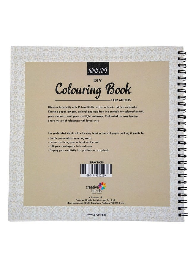 BRUSTRO BRUSTRO DIY Colouring Book for Adults | 9x9 inches, 160 GSM, 25 Perforated Sheets | Ideal for Fineliners, Colour Pencils, Brush Pens, Markers.  - Image 3
