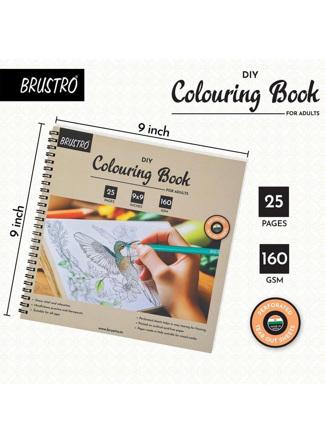 BRUSTRO BRUSTRO DIY Colouring Book for Adults | 9x9 inches, 160 GSM, 25 Perforated Sheets | Ideal for Fineliners, Colour Pencils, Brush Pens, Markers.  - Image 2
