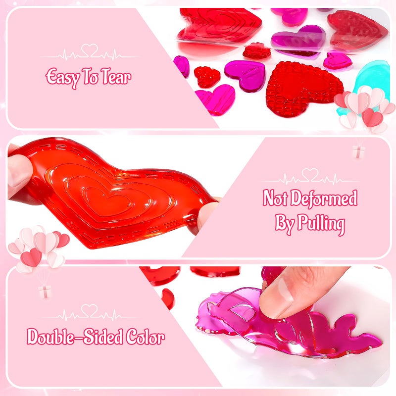 Natonhi 6 Sheets Valentine's Day Gel Window Clings Love Heart Window Stickers Reusable and Removable Windows Decals for Wedding Party Home Decor - Image 4