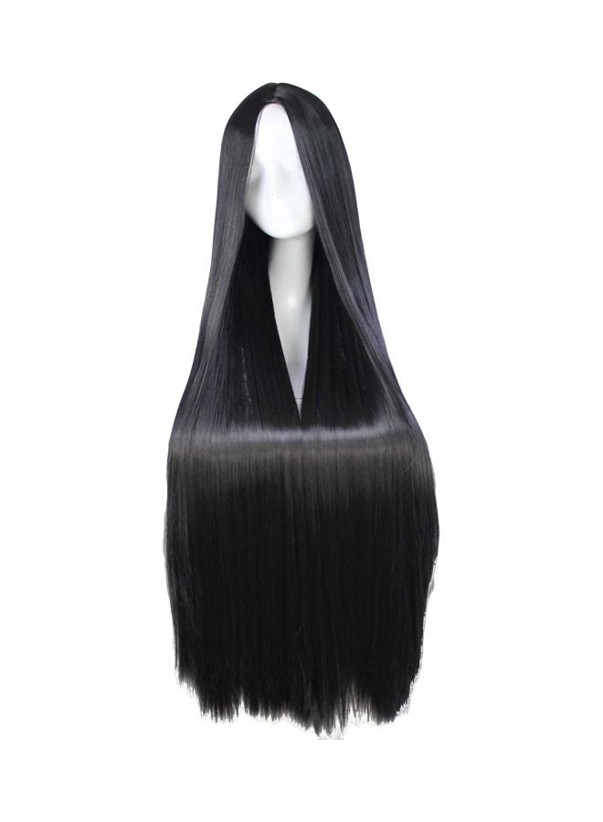 Long Straight Synthetic Full Rose Wigs Black 39.4inch