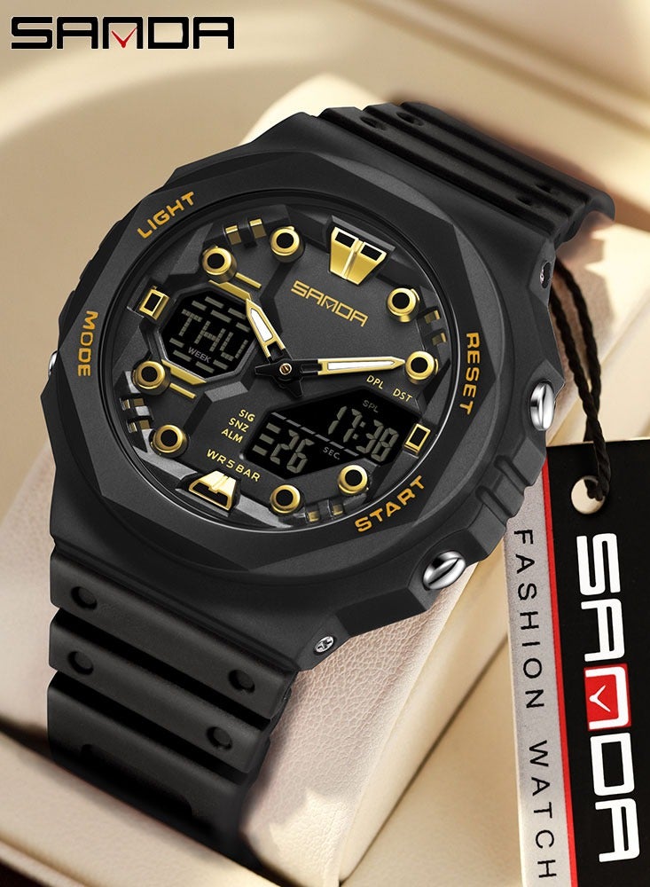 SANDA 6200 Fashion Trend Electronic Watch Multi functional Alarm Clock Waterproof Cool Male and Female Student Watches - Image 1