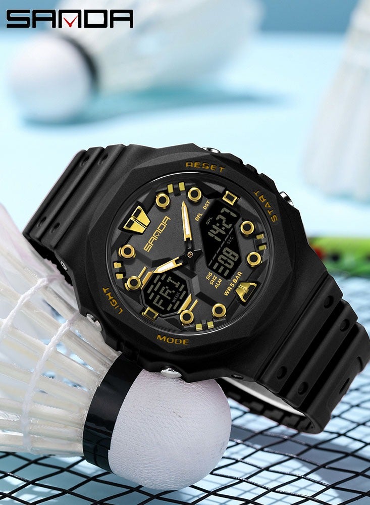 SANDA 6200 Fashion Trend Electronic Watch Multi functional Alarm Clock Waterproof Cool Male and Female Student Watches - Image 2