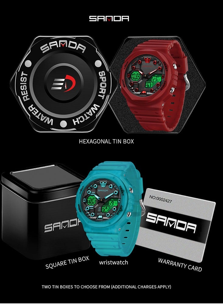 SANDA 6200 Fashion Trend Electronic Watch Multi functional Alarm Clock Waterproof Cool Male and Female Student Watches - Image 5
