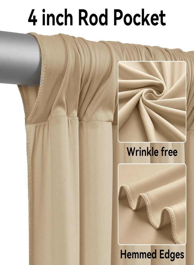 Htper 20ft x 12ft Beige Backdrop Curtain for Parties, Wrinkle Free Polyester 4 Panels 5x12ft Photo Backdrop Drapes Back Drop Cloth for Wedding Birthday Party Baby Shower Photography Background - Image 2