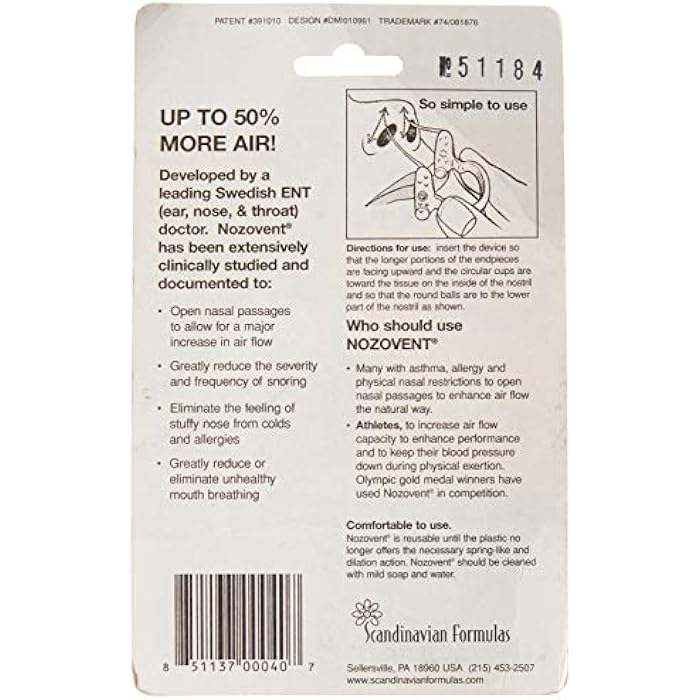 Scandinavian Formulas Nozovent Anti-Snore - 1 Pack - Image 2