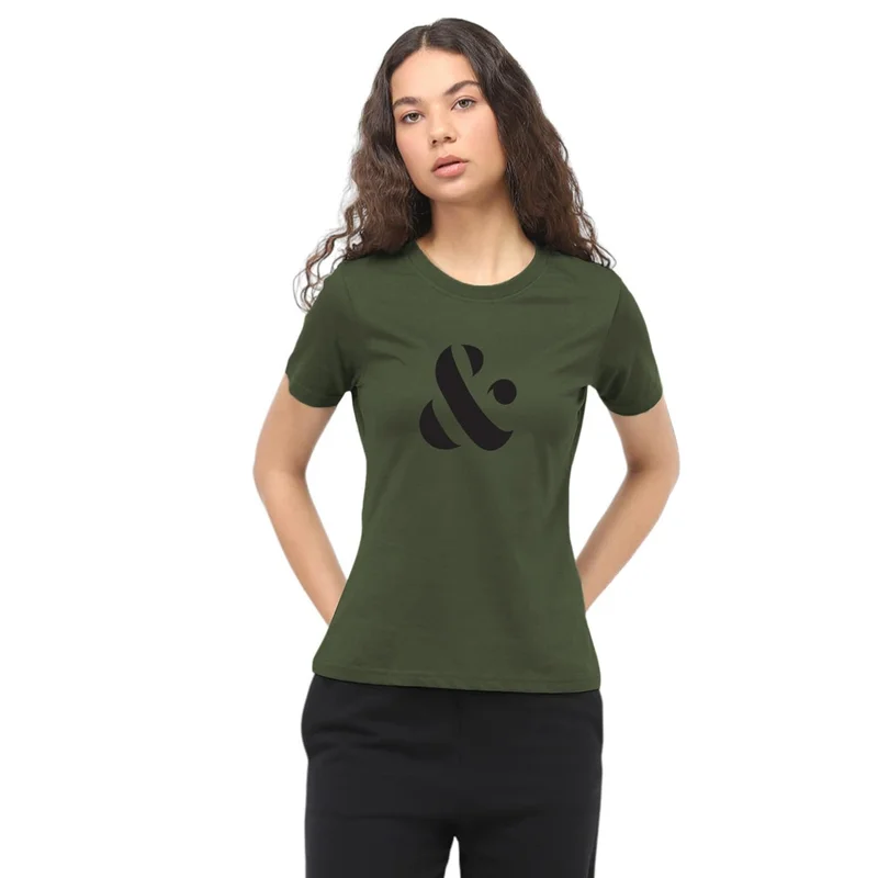 نوبيرو Graphic Print T-Shirt for Women in Olive Green