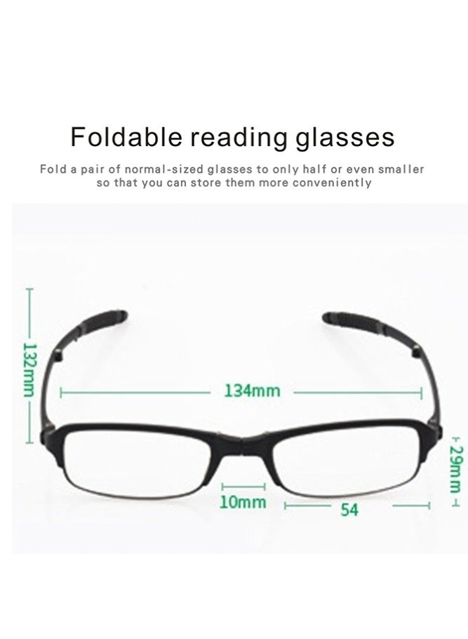 Al Kanzi +1.00D Folding Reading Glasses with Case, High Definition Anti-Fatigue Pocket Reading Glasses, Portable Lightweight Unisex Foldable Readers, Compact Magnifiers for Men Women, Black Frame - Image 2