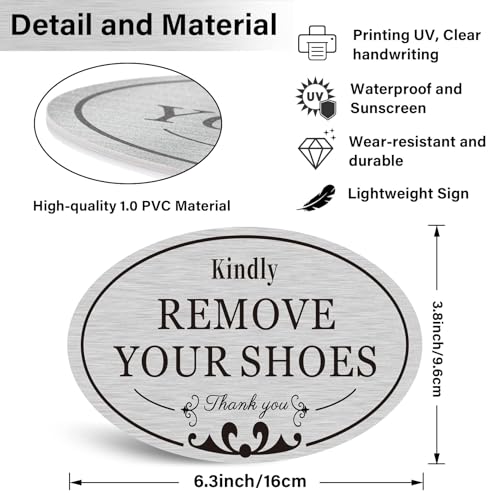 CARGEN 2 PACK Kindly Remove Your Shoes Oval Please Take Off Your Shoes No Shoes Sign Decal Sticker Home House Door Sign 6.3" x 3.8" - Image 2