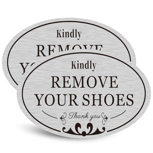 CARGEN 2 PACK Kindly Remove Your Shoes Oval Please Take Off Your Shoes No Shoes Sign Decal Sticker Home House Door Sign 6.3" x 3.8" - Image 1