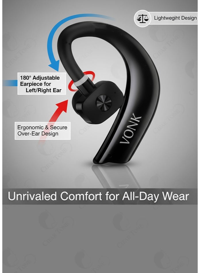 فونك أفضل سماعة أذن واحدة لقيادة آمنة | وقت انتظار طويل/إقران سريع/وقت تحدث يصل إلى ٢٠ ساعة | سماعة أذن فوق الأذن مقاومة للماء IPX7 لمحادثات واضحة سماعة بلوتوث ٥.٠ بدون استخدام اليدين | ميكروفون قابل للدوران ١٨٠ درجة - Image 3