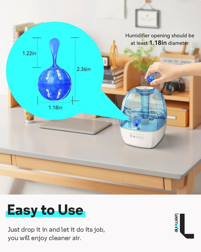 Leemone Humidifier Cleaner 12 Pack, Demineralization Cleaning Ball, Works in All humidifiers and Fish Tanks, Purifies Water, Prevents Hard Water Build-Up, Reduces Scale - Image 2