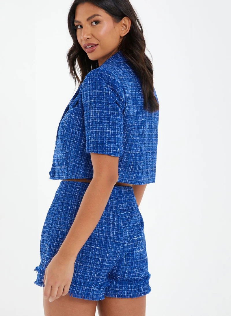 QUIZ Checked Crop Blazer