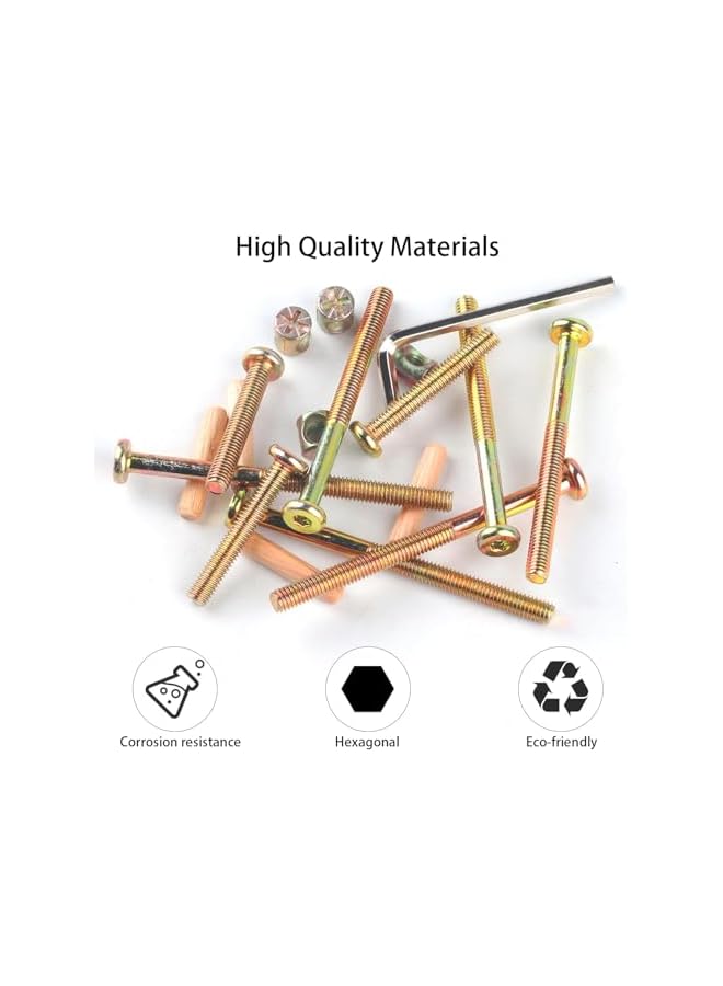 PROMASS 50PCS Baby Bed Crib Screws Hardware Replacement Kit, 25-Set M6x40mm/ 50mm/ 60mm/ 70mm/ 80mm,Hex Drive Socket Cap Screws Barrel Nuts Assortment Kit for Beds Chairs Furniture  - Image 4