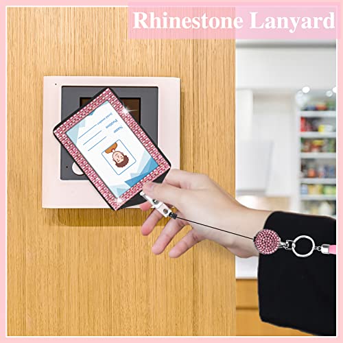 Pengxiaomei 9 in 3 Sets 3 Color Upgraded Rhinestone Lanyard for ID Badges for Women Cute, Bling Mom Lanyards for ID Badges Teacher ID Card Holder Crystal Retractable Badge Reel for Student Kids - Image 5