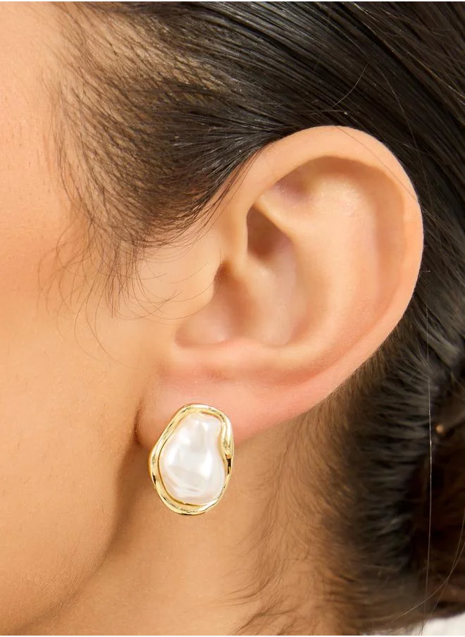 ستايلي Styli Big Faux Pearl Earrings