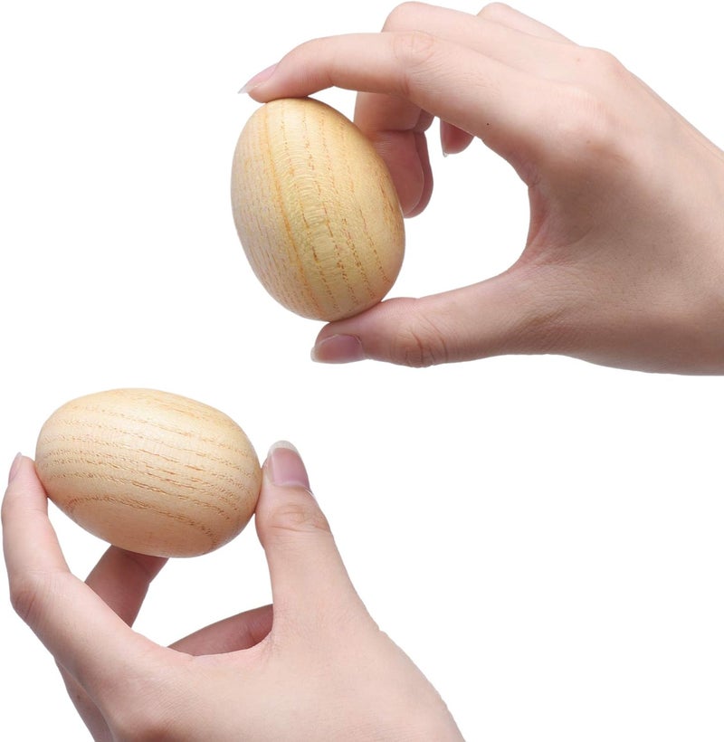 Mihey 4 Pcs Natural Wood Egg Shaker Musical Percussion Instrument - Image 2