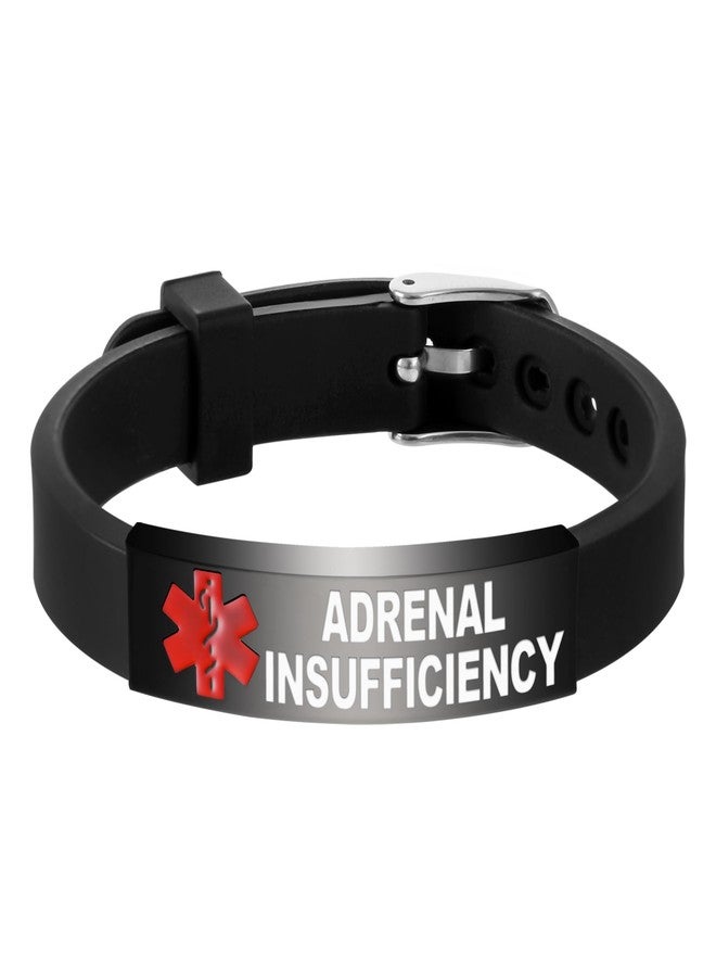 UNICGIFT Medical Alert Bracelet Pre-Engraved ADRENAL INSUFFICIENCY Identification Wristband for Women Adjustable Band Security Clasp Stainless Steel - Image 1