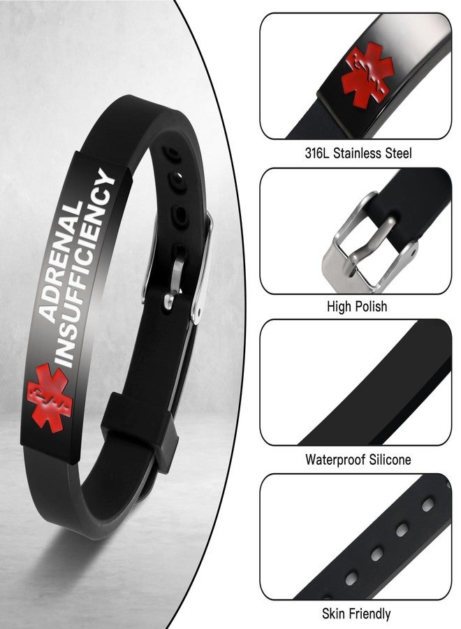 UNICGIFT Medical Alert Bracelet Pre-Engraved ADRENAL INSUFFICIENCY Identification Wristband for Women Adjustable Band Security Clasp Stainless Steel - Image 3