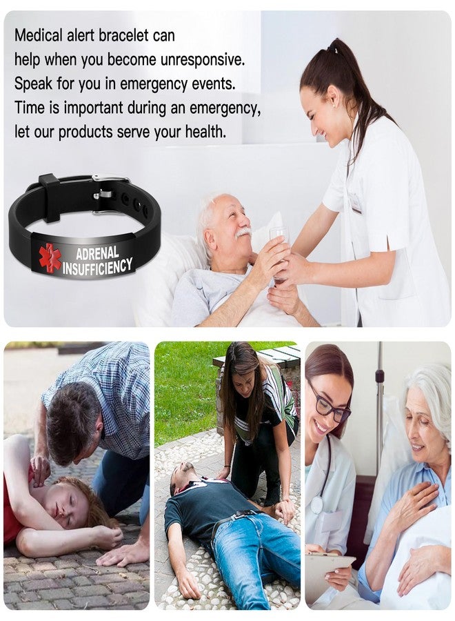 UNICGIFT Medical Alert Bracelet Pre-Engraved ADRENAL INSUFFICIENCY Identification Wristband for Women Adjustable Band Security Clasp Stainless Steel - Image 5