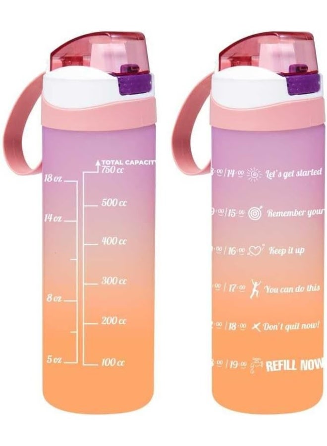 زجاجة ماء 753 مل مزينة بتصميم مزدوج اللون ومضادة للتسرب تحفيزية