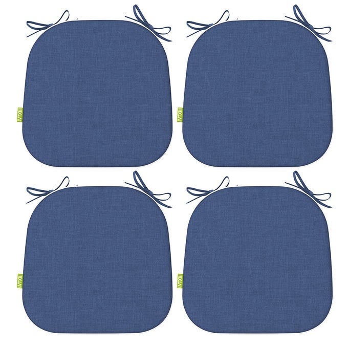 PATIO SEAT CUSHIONS D16 X W17 INCHES OUTDOOR CHAIR PADS ALL WEATHER CHAIR CUSHIONS FOR GARDEN PATIO FURNITURE CHAIR HOME SET OF 4 NAVY TEXTURED