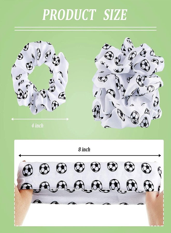 Poen 8 Pieces Soccer Hair Scrunchies Football Hair Ties Elastic Bands Girl Gifts Ponytail Holders Sport Accessories for Girls Women Players Coaches Teams(White) - Image 2