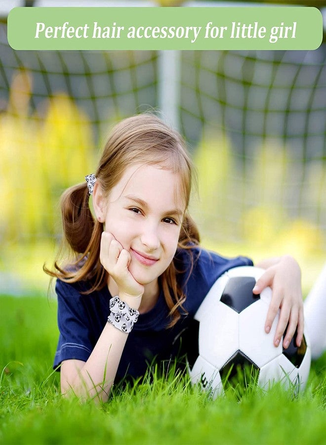 Poen 8 Pieces Soccer Hair Scrunchies Football Hair Ties Elastic Bands Girl Gifts Ponytail Holders Sport Accessories for Girls Women Players Coaches Teams(White) - Image 3